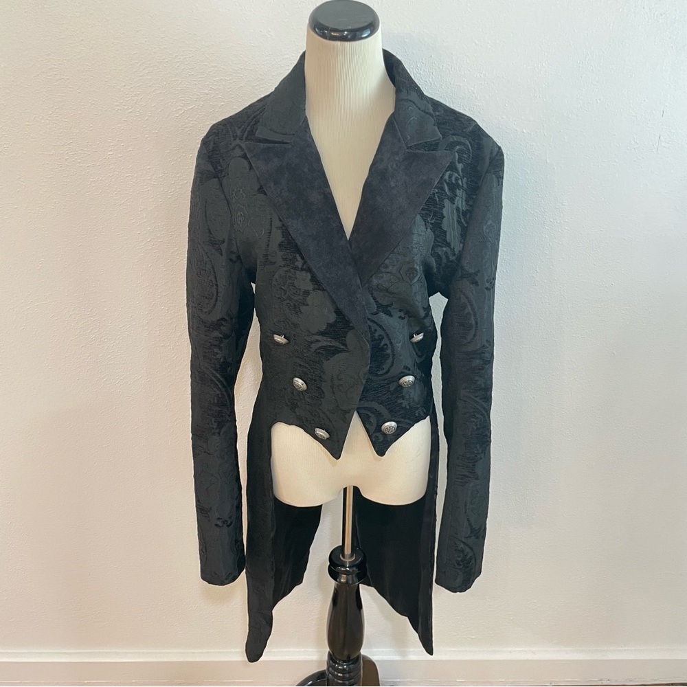 Shrine of Hollywood Victorian Tailcoat Jacket in Black Tapestry